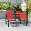 image:imageFlash Furniture Brazos Series Outdoor Stackable Patio Chairs with Flex Comfort Material Stacking Outdoor Modern Sling Patio Chairs Set of 5 BlackRed