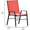 image:imageFlash Furniture Brazos Series Outdoor Stackable Patio Chairs with Flex Comfort Material Stacking Outdoor Modern Sling Patio Chairs Set of 5 BlackRed