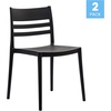 image:imageFlash Furniture Bridgeport Slat Back Patio Chair with Contoured Seat Commercial AllWeather Stacking Resin Chair UV Resistant IndoorOutdoor White Set of 2Black