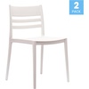 image:imageFlash Furniture Bridgeport Slat Back Patio Chair with Contoured Seat Commercial AllWeather Stacking Resin Chair UV Resistant IndoorOutdoor White Set of 2White