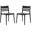 image:imageFlash Furniture Bridgeport Slat Back Patio Chair with Contoured Seat Commercial AllWeather Stacking Resin Chair UV Resistant IndoorOutdoor White Set of 2Black