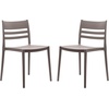 image:imageFlash Furniture Bridgeport Slat Back Patio Chair with Contoured Seat Commercial AllWeather Stacking Resin Chair UV Resistant IndoorOutdoor White Set of 2Grey
