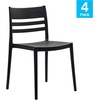 image:imageFlash Furniture Bridgeport Slat Back Patio Chair with Contoured Seat Commercial AllWeather Stacking Resin Chair UV Resistant IndoorOutdoor White Set of 2Black