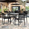 image:imageFlash Furniture Bridgeport Slat Back Patio Chair with Contoured Seat Commercial AllWeather Stacking Resin Chair UV Resistant IndoorOutdoor White Set of 2Black