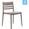 image:imageFlash Furniture Bridgeport Slat Back Patio Chair with Contoured Seat Commercial AllWeather Stacking Resin Chair UV Resistant IndoorOutdoor White Set of 2Grey