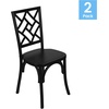 image:imageFlash Furniture Brooklyn Commercial Solid Wood Dining Chair Stackable Design Intricate Back Detail Mortise and Tenon 350 lbs Static Weight Capacity PecanBlack