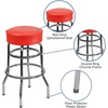 image:imageFlash Furniture Bruno 2 Pack Double Ring Chrome Barstool with Black SeatRed