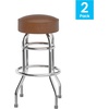 image:imageFlash Furniture Bruno 2 Pack Double Ring Chrome Barstool with Black SeatWeathered Brown