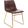 image:imageFlash Furniture Butler 18 LeatherSoft Dining Table Height Chairs MidCentury Modern Bucket Style Dining Chairs Set of 2 Light BrownBlackDark Brown LeathersoftGold Frame