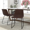 image:imageFlash Furniture Butler 18 LeatherSoft Dining Table Height Chairs MidCentury Modern Bucket Style Dining Chairs Set of 2 Light BrownBlackDark Brown LeathersoftBlack Frame