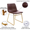 image:imageFlash Furniture Butler 18 LeatherSoft Dining Table Height Chairs MidCentury Modern Bucket Style Dining Chairs Set of 2 Light BrownBlackDark Brown LeathersoftGold Frame