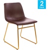 image:imageFlash Furniture Butler 18 LeatherSoft Dining Table Height Chairs MidCentury Modern Bucket Style Dining Chairs Set of 2 Light BrownBlackDark Brown LeathersoftGold Frame