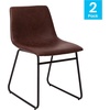 image:imageFlash Furniture Butler 18 LeatherSoft Dining Table Height Chairs MidCentury Modern Bucket Style Dining Chairs Set of 2 Light BrownBlackDark Brown LeathersoftBlack Frame
