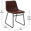 image:imageFlash Furniture Butler 18 LeatherSoft Dining Table Height Chairs MidCentury Modern Bucket Style Dining Chairs Set of 2 Light BrownBlackDark Brown LeathersoftBlack Frame