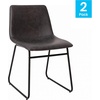 image:imageFlash Furniture Butler 18 LeatherSoft Dining Table Height Chairs MidCentury Modern Bucket Style Dining Chairs Set of 2 Light BrownBlackGray LeathersoftBlack Frame