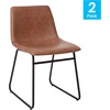 image:imageFlash Furniture Butler 18 LeatherSoft Dining Table Height Chairs MidCentury Modern Bucket Style Dining Chairs Set of 2 Light BrownBlackLight Brown LeathersoftBlack Frame