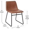 image:imageFlash Furniture Butler 18 LeatherSoft Dining Table Height Chairs MidCentury Modern Bucket Style Dining Chairs Set of 2 Light BrownBlackLight Brown LeathersoftBlack Frame
