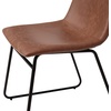 image:imageFlash Furniture Butler 18 LeatherSoft Dining Table Height Chairs MidCentury Modern Bucket Style Dining Chairs Set of 2 Light BrownBlackLight Brown LeathersoftBlack Frame