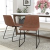 image:imageFlash Furniture Butler 18 LeatherSoft Dining Table Height Chairs MidCentury Modern Bucket Style Dining Chairs Set of 2 Light BrownBlackLight Brown LeathersoftBlack Frame