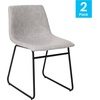 image:imageFlash Furniture Butler 18 LeatherSoft Dining Table Height Chairs MidCentury Modern Bucket Style Dining Chairs Set of 2 Light BrownBlackLight Gray LeathersoftBlack Frame