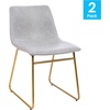 image:imageFlash Furniture Butler 18 LeatherSoft Dining Table Height Chairs MidCentury Modern Bucket Style Dining Chairs Set of 2 Light BrownBlackLight Gray LeathersoftGold Frame