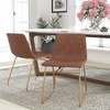 image:imageFlash Furniture Butler 18 LeatherSoft Dining Table Height Chairs MidCentury Modern Bucket Style Dining Chairs Set of 2 Light BrownGold