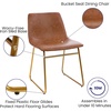 image:imageFlash Furniture Butler 18 LeatherSoft Dining Table Height Chairs MidCentury Modern Bucket Style Dining Chairs Set of 2 Light BrownGold