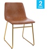 image:imageFlash Furniture Butler 18 LeatherSoft Dining Table Height Chairs MidCentury Modern Bucket Style Dining Chairs Set of 2 Light BrownGold