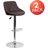 image:imageFlash Furniture Caldwell 2 Pk Contemporary Gray Vinyl Bucket Seat Adjustable Height Barstool with Chrome BaseBrown
