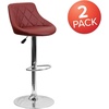 image:imageFlash Furniture Caldwell 2 Pk Contemporary Gray Vinyl Bucket Seat Adjustable Height Barstool with Chrome BaseBurgundy