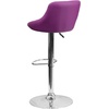 image:imageFlash Furniture Caldwell 2 Pk Contemporary Gray Vinyl Bucket Seat Adjustable Height Barstool with Chrome BasePurple
