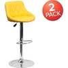 image:imageFlash Furniture Caldwell 2 Pk Contemporary Gray Vinyl Bucket Seat Adjustable Height Barstool with Chrome BaseYellow