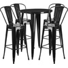 image:imageFlash Furniture Callum Commercial Grade 30 Round Black Metal IndoorOutdoor Bar Table Set with 4 Cafe StoolsBlack