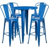 image:imageFlash Furniture Callum Commercial Grade 30 Round Black Metal IndoorOutdoor Bar Table Set with 4 Cafe StoolsBlue