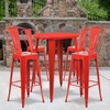 image:imageFlash Furniture Callum Commercial Grade 30 Round Black Metal IndoorOutdoor Bar Table Set with 4 Cafe StoolsRed
