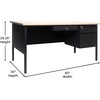 image:imageFlash Furniture Cambridge Right Side Single Pedestal Desk with 3 Locking Drawers Commercial Grade Teachers or Office Desk 30x60 Metal Frame White OakBlackWhite Oak