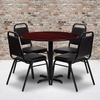 image:imageFlash Furniture Carlton 36 Round Natural Laminate Table Set with XBase and 4 Black Trapezoidal Back Banquet ChairsMahogany TopBlack Vinyl Seat