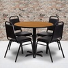 image:imageFlash Furniture Carlton 36 Round Natural Laminate Table Set with XBase and 4 Black Trapezoidal Back Banquet ChairsNatural TopBlack Vinyl Seat