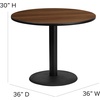 image:imageFlash Furniture Carlton 36 Round Natural Laminate Table Set with XBase and 4 Black Trapezoidal Back Banquet ChairsWalnut TopBlack Vinyl Seat