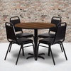 image:imageFlash Furniture Carlton 36 Round Natural Laminate Table Set with XBase and 4 Black Trapezoidal Back Banquet ChairsWalnut TopBlack Vinyl Seat