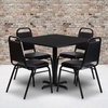 image:imageFlash Furniture Carlton 36 Square Walnut Laminate Table Set with XBase and 4 Black Trapezoidal Back Banquet ChairsBlack TopBlack Vinyl Seat