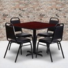 image:imageFlash Furniture Carlton 36 Square Walnut Laminate Table Set with XBase and 4 Black Trapezoidal Back Banquet ChairsMahogany TopBlack Vinyl Seat