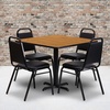 image:imageFlash Furniture Carlton 36 Square Walnut Laminate Table Set with XBase and 4 Black Trapezoidal Back Banquet ChairsNatural TopBlack Vinyl Seat