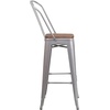 image:imageFlash Furniture Carly 24 High Crystal TealBlue Metal Counter Height Stool with Back and Wood Seat1