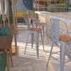 image:imageFlash Furniture Carly 24 High Crystal TealBlue Metal Counter Height Stool with Back and Wood Seat1