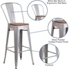 image:imageFlash Furniture Carly 24 High Crystal TealBlue Metal Counter Height Stool with Back and Wood Seat1