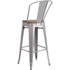 image:imageFlash Furniture Carly 24 High Crystal TealBlue Metal Counter Height Stool with Back and Wood Seat1