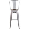 image:imageFlash Furniture Carly 24 High Crystal TealBlue Metal Counter Height Stool with Back and Wood Seat1