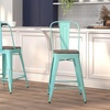 image:imageFlash Furniture Carly 24 High Mint Green Metal Counter Height Stool with Back and Wood Seat1