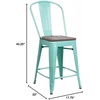 image:imageFlash Furniture Carly 24 High Mint Green Metal Counter Height Stool with Back and Wood Seat1